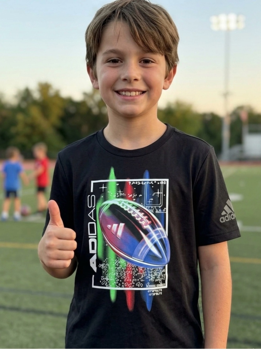 Adidas Graphic Football T-Shirt Black & Green Large